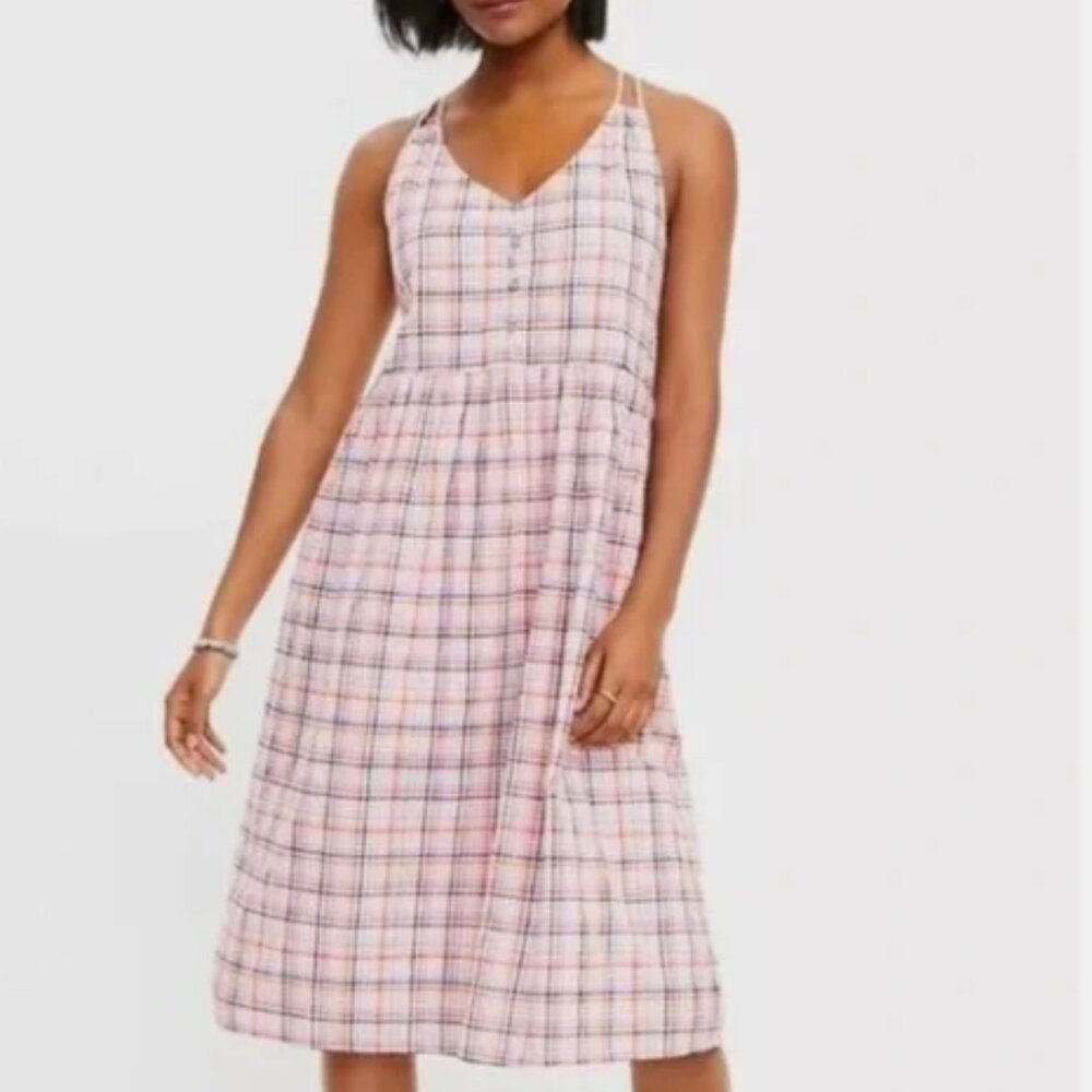 LOFT Pink Plaid Gingham Strappy Sleeveless Size 2
